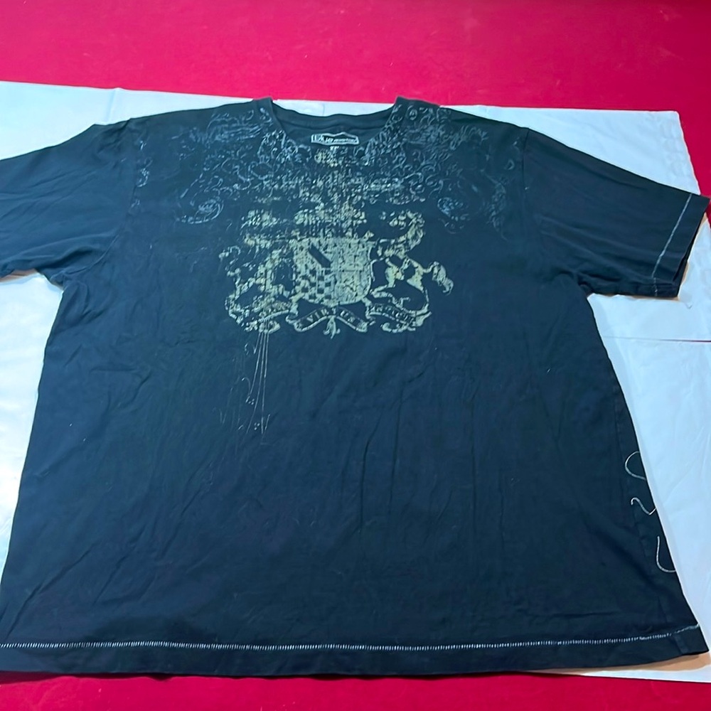 Pronto Uomo BLACK abstract gothic art T shirt cotton tribal crest faded y2k mens